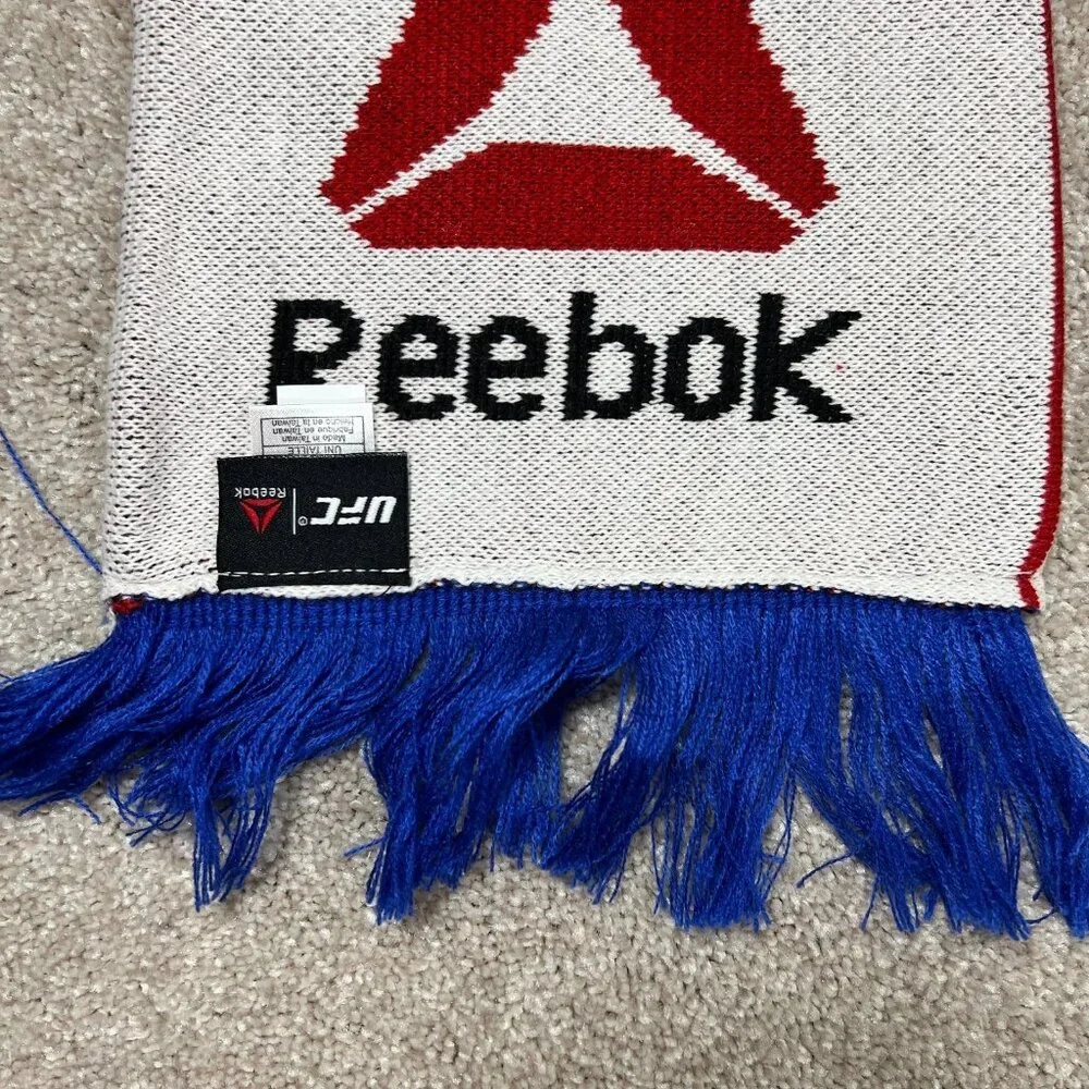 Reebok Unisex One Size Multicolor Graphic Knit Fringe USA‎ Flag UFC Scarf NWT